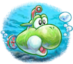 Artwork of Submarine Yoshi, from Yoshi's New Island.