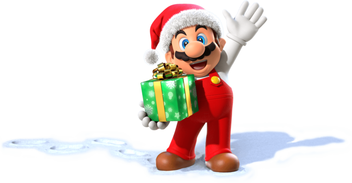 Mario in a Christmas outfit