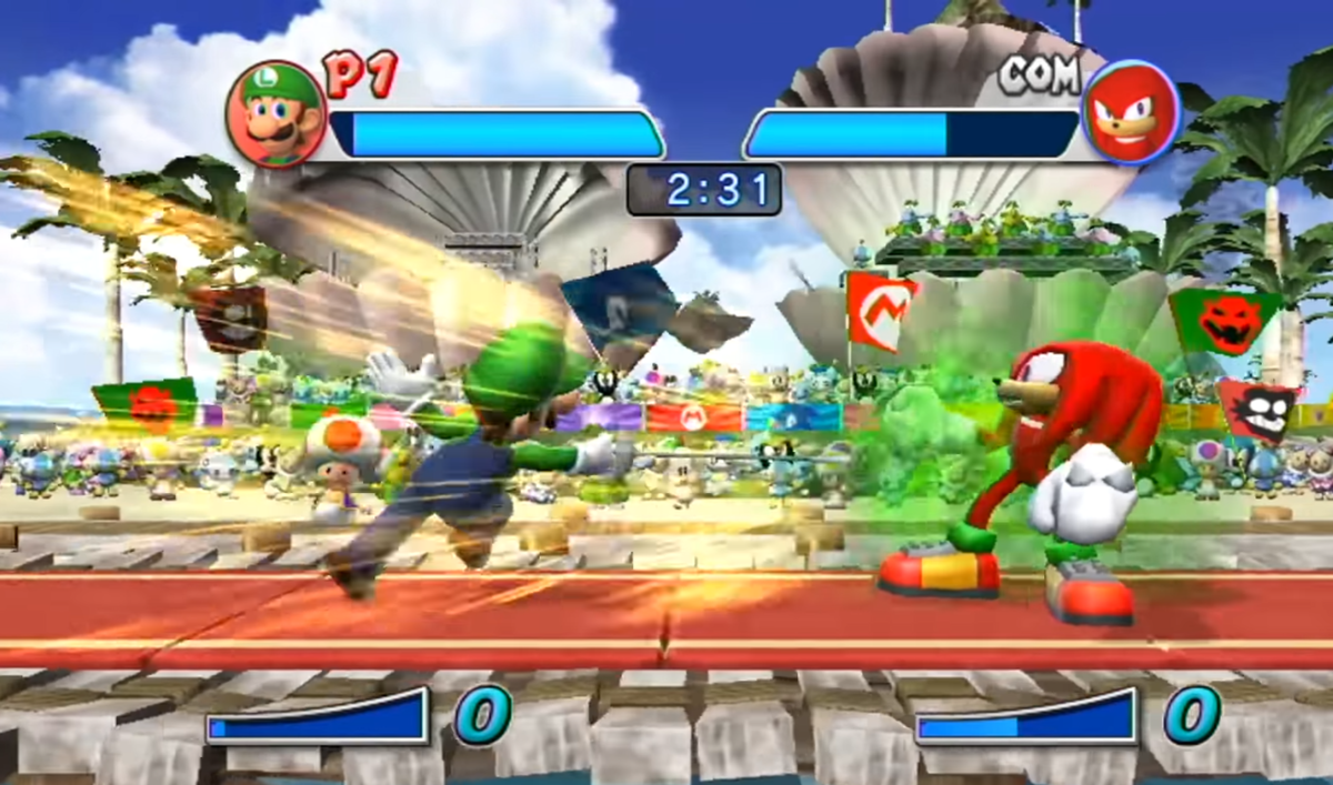 sonic and tails and knuckles vs mario and luigi and yoshi