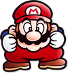 Artwork of Mario preparing to squat jump.