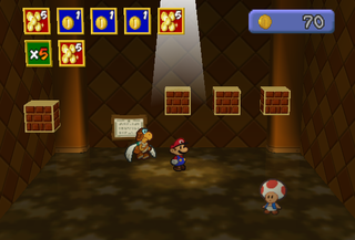Mario and Parakarry playing Jump Attack.