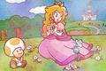 A painting of Peach and a Yellow Toad