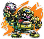 Artwork of Wario from Mario Strikers: Battle League