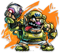 Artwork of Wario from Mario Strikers: Battle League