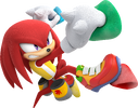 Knuckles the Echidna rock climbing.