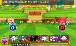 Screenshot of the branching path in World 1-3, from Puzzle & Dragons: Super Mario Bros. Edition.