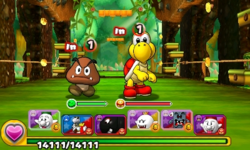 Screenshot of World 5-2, from Puzzle & Dragons: Super Mario Bros. Edition.