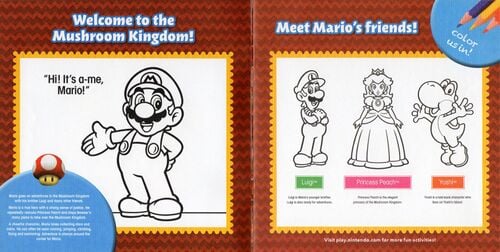 Spread of the first and second pages in the Play Nintendo Activity Book