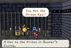 The first Prison Key in Bowser's Castle during Chapter 8 in Paper Mario