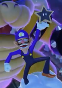 Waluigi getting a Ztar at Mario's Rainbow Castle in Super Mario Party Jamboree.