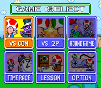 Screenshot of the SNES menu of Wario's Woods.