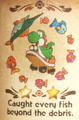 "Caught every fish beyond the debris." discovery from Snurfboard Habitat in Yoshi and the Mysterious Book