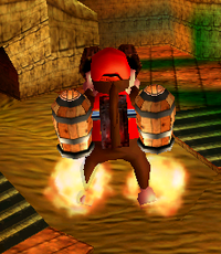 Rocketbarrel Boost in the game Donkey Kong 64.