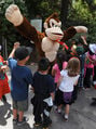 Donkey Kong welcomes visitors to the Donkey Kong Country Returns 3D experience at the Los Angeles Zoo's Campo Gorilla Reserve on Friday, May 24, 2013 in Los Angeles.