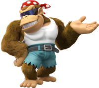 Artwork of Funky Kong from Donkey Kong Country: Tropical Freeze.