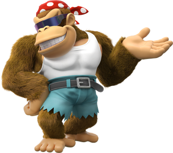 Artwork of Funky Kong from Donkey Kong Country: Tropical Freeze.