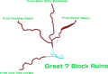 A composite map of all routes leading to Great ? Block Ruins