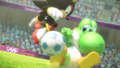 Yoshi, Waluigi, Metal Sonic, Knuckles, Bowser, Vector and Shadow competing in Football.