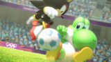 Shadow and Yoshi playing football.