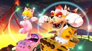 Meowser tricking in the Tiger Bruiser on 3DS Bowser's Castle
