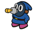 A Blue Whistle Snifit from Paper Mario: Color Splash