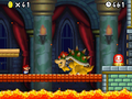 The first Bowser fight in New Super Mario Bros.