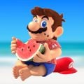 US Nintendo Summer 2019 art of Mario eating a watermelon