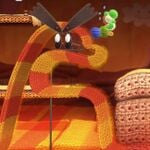 A Gargantua Blargg chasing Yoshi in Yoshi's Woolly World