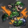 Luigi, shown as an option in an opinion poll on Mario Strikers: Battle League opponents
