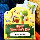 Thumbnail of a printable Poochy & Yoshi's Woolly World pouch for Valentine's Day cards