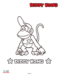 Line art of Diddy Kong from a paint-by-number activity