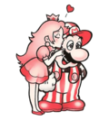 Princess Toadstool kissing Mario