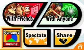 Online menu in Super Smash Bros. for Nintendo 3DS.