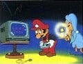 Mario and Luigi in front of a television screen