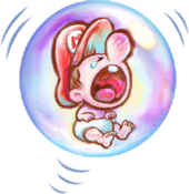 Artwork of Baby Mario, from Yoshi's New Island.