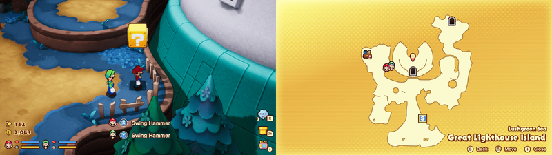 Fourth ? block in the Lushgreen Sea Great Lighthouse Island from Mario & Luigi: Brothership