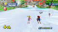 Peach, Mario, Sonic and Knuckles competing in Dream Ski Cross