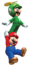 Artwork of Mario and Propeller Luigi in New Super Mario Bros. Wii