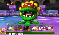 Screenshot of Petey Piranha as the alternative boss of World 2-Castle, from Puzzle & Dragons: Super Mario Bros. Edition.
