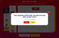 A window reminding the user that their design will be overwritten if they proceed with the "Clear all" option