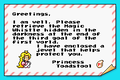 Toadstool's letter upon completing Ice Land