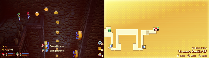 Mario and Luigi near 11 Coins on Wayaway Island of Mario & Luigi: Brothership.