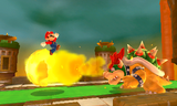 Mario avoiding Bowser's fiery breath