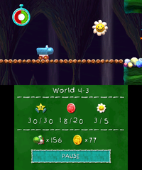 Smiley Flower 4: At the end of the Mine-Cart Yoshi obstacle course.