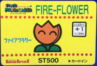 A Fire Flower card from Super Mario World Barcode Battler.