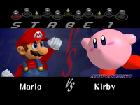 Mario faces Kirby in stage 1 of Classic Mode.