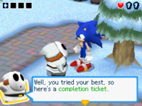 Completion Ticket in the game Mario & Sonic at the Olympic Winter Games for the DS.