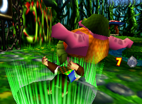 Chunky Kong using the Super Slam on a Klump in Donkey Kong 64