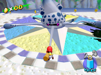 Mario in a boss battle against Gooper Blooper in Super Mario Sunshine