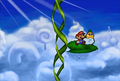 Mario ascends the beanstalk.